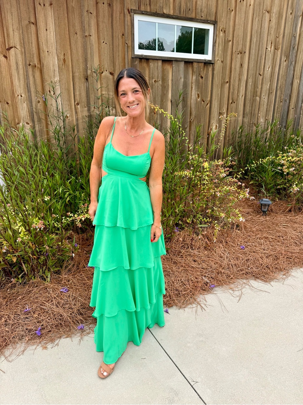 American Eagle Outfitters Emerald Green Tiered Maxi Dress